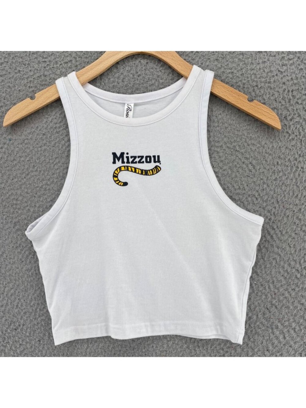 Mizzou Top Womens Medium White Rosio Crop Tank Sleeveless Tigers Baby Tee Sport
